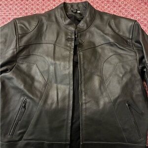 Classic Black Leather Bomber Jacket